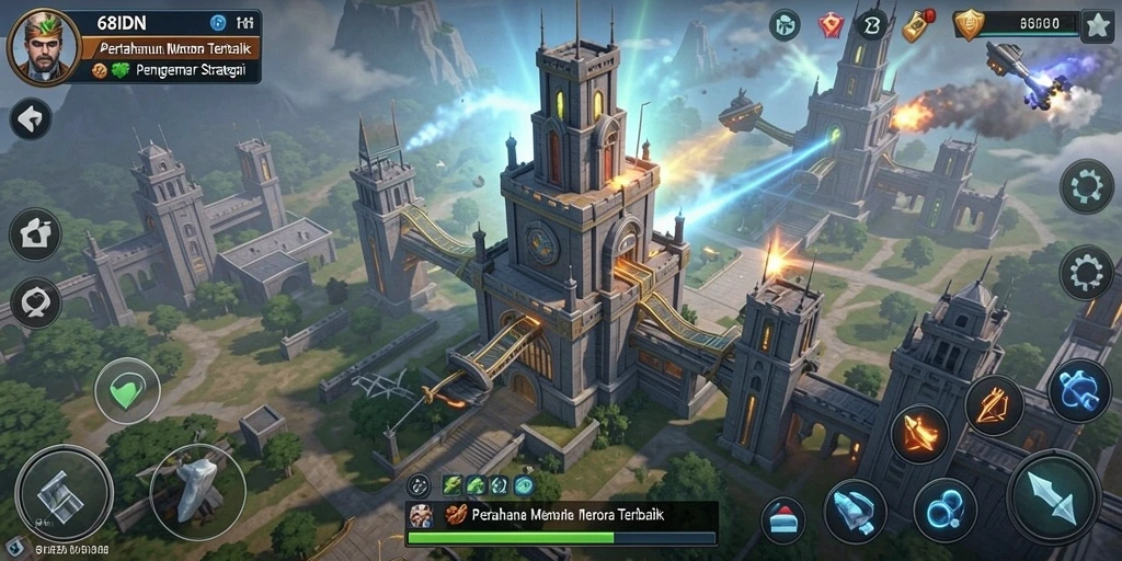 Tampilan gameplay menakjubkan dari 68IDN dalam pertahanan menara.