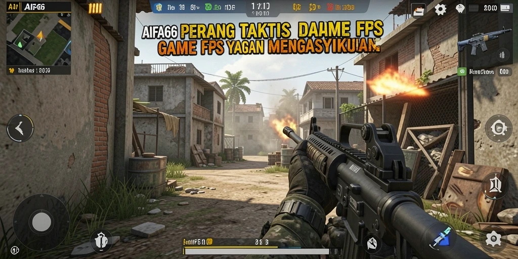 Tampilan gameplay AIFA66 yang mendebarkan dalam pertempuran FPS.