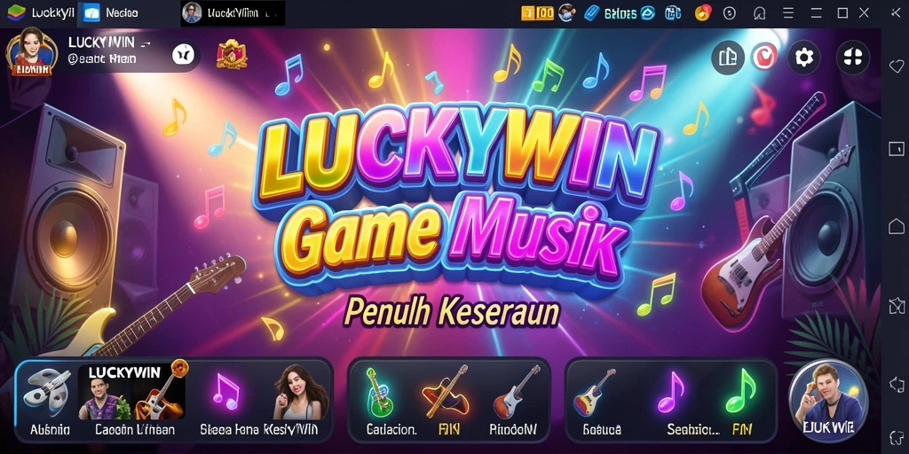Menampilkan gameplay seru di LUCKYWIN dengan tantangan musik.