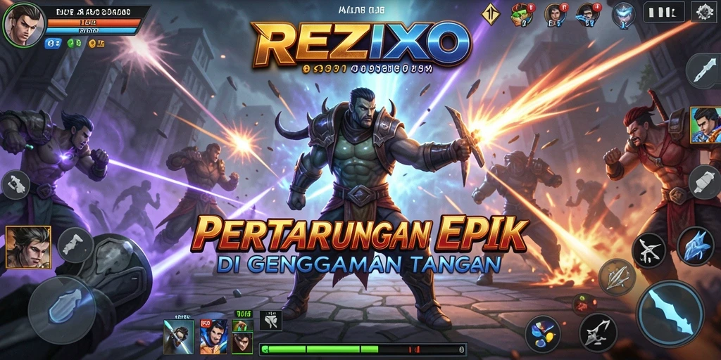 Tangkapan layar menunjukkan aksi pertarungan yang mendebarkan di REZIXO.
